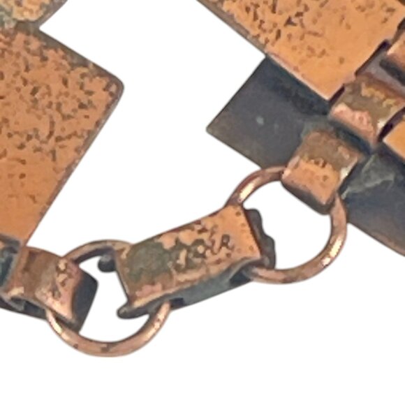 Vintage Renoir Copper Link Bracelet 1960s Starburst Retro Geometric - Picture 4 of 8